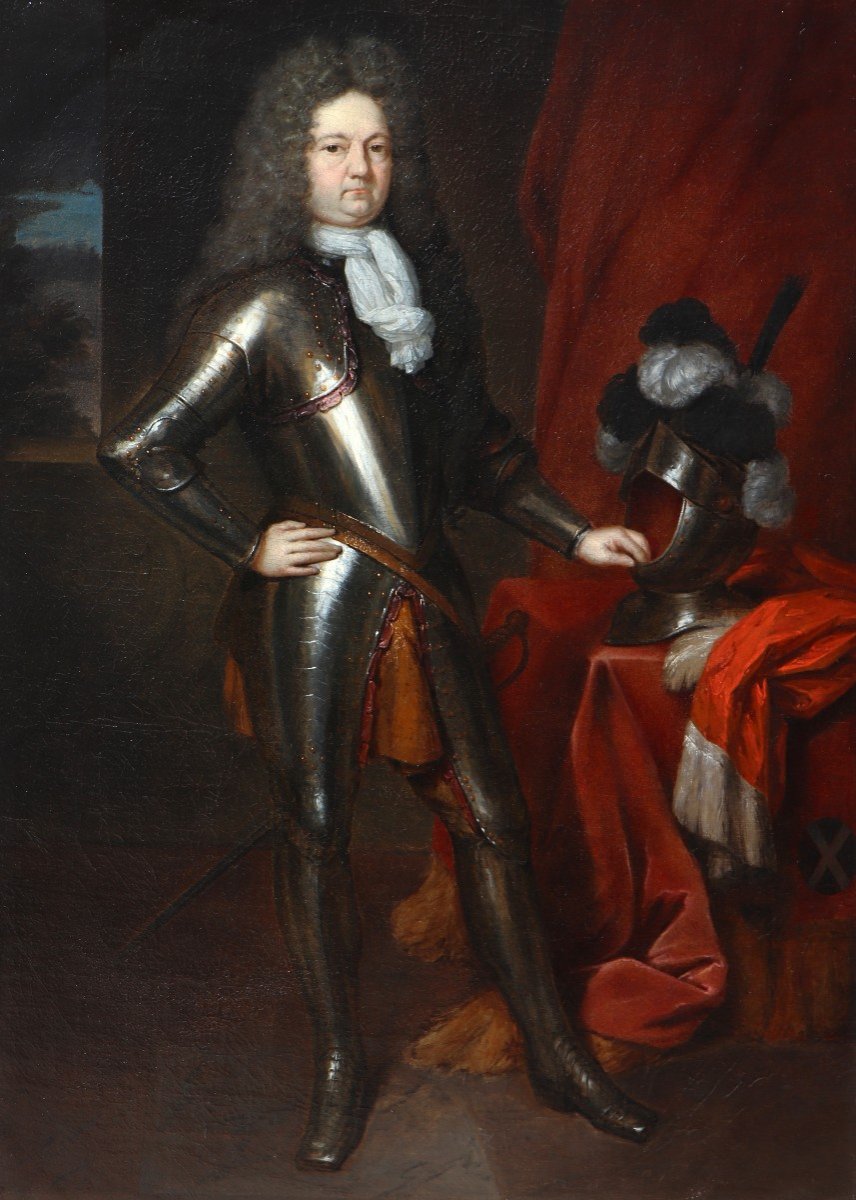 Constantijn Netscher (1668 - 1723), Full-length Portrait Of Charles Du Han De Martigny, 1701-photo-1