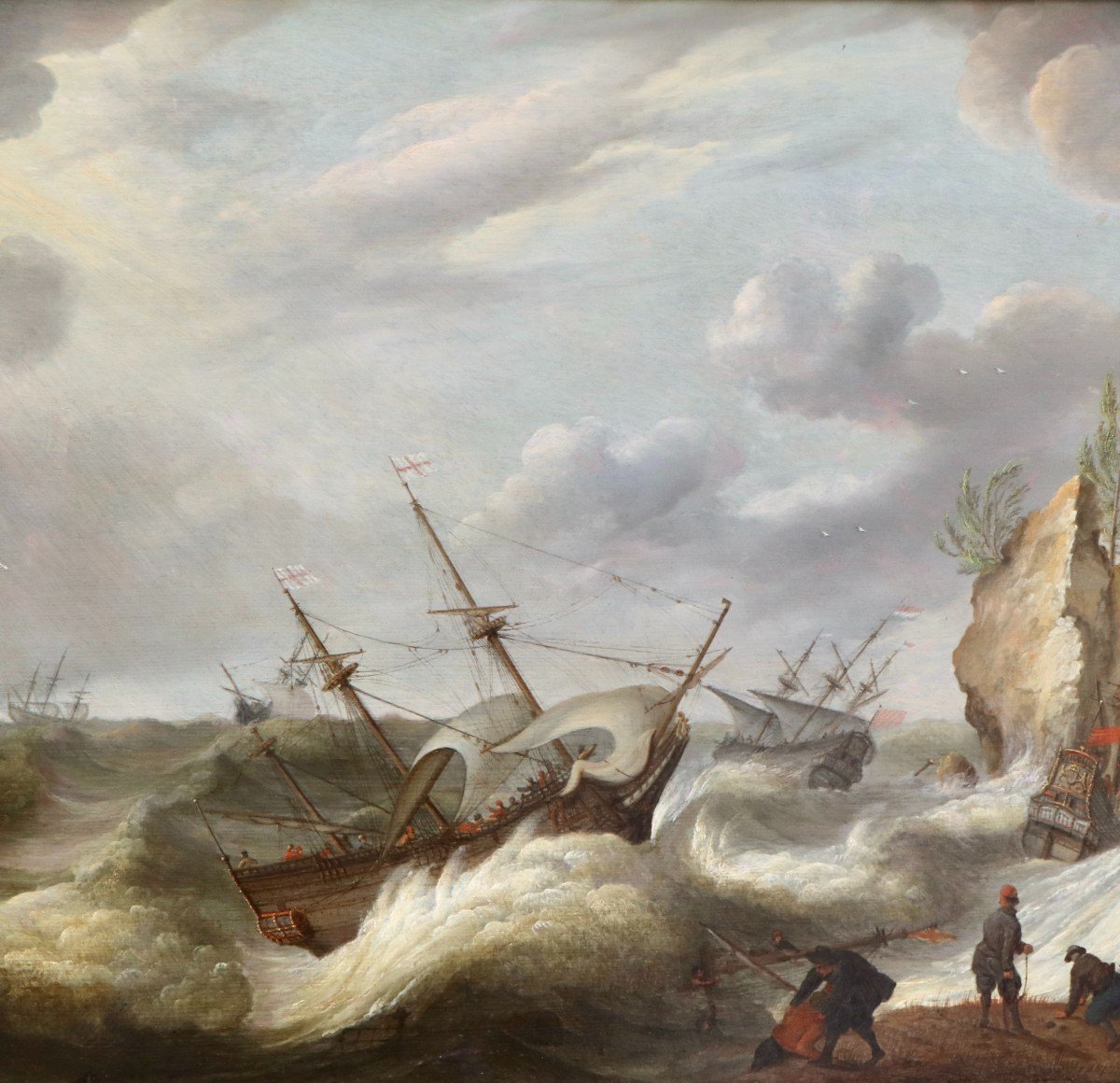 Isaac Willaerts (c. 1620 - 1693), Ships In Trouble During A Storm-photo-3