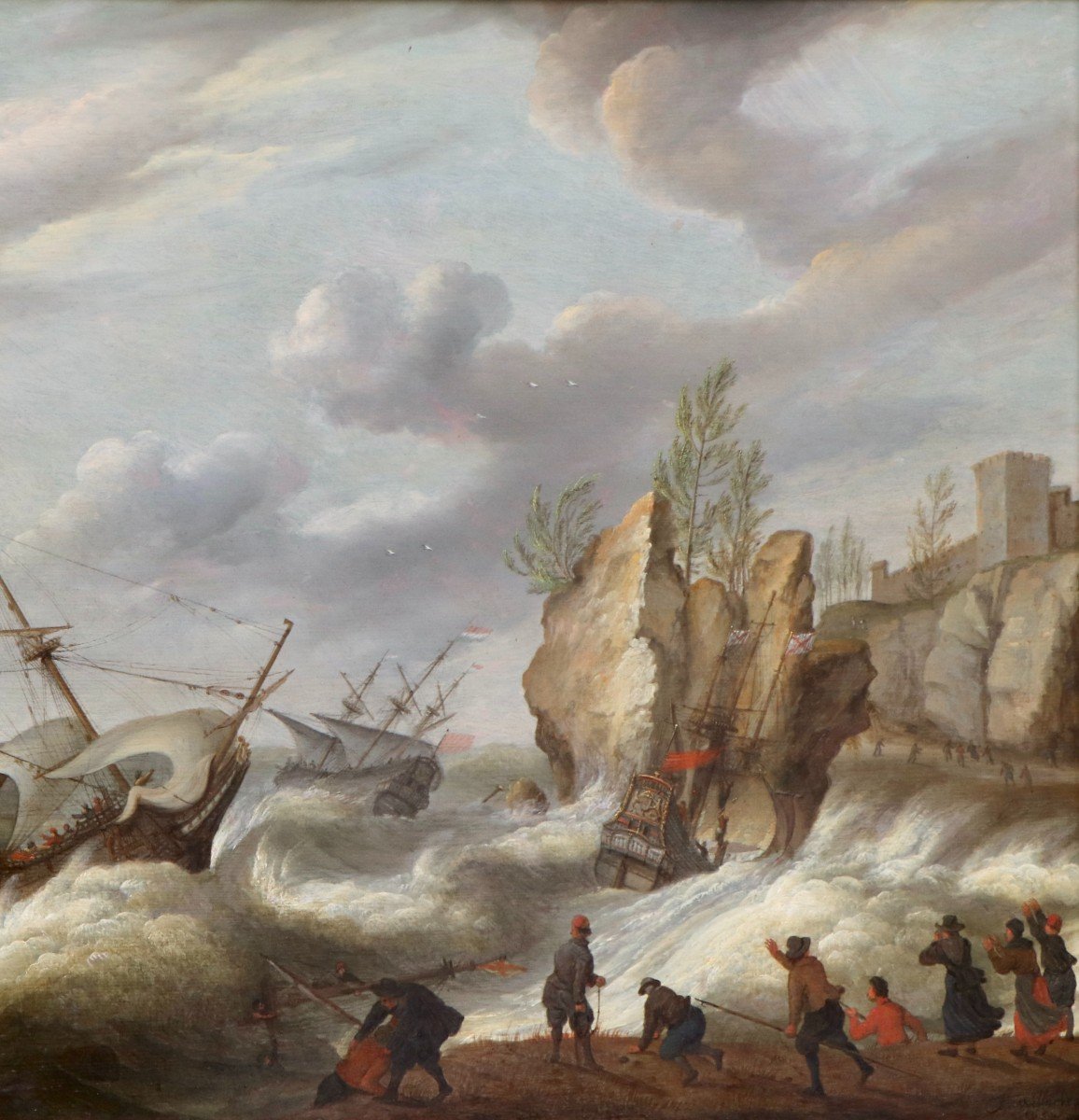 Isaac Willaerts (c. 1620 - 1693), Ships In Trouble During A Storm-photo-4