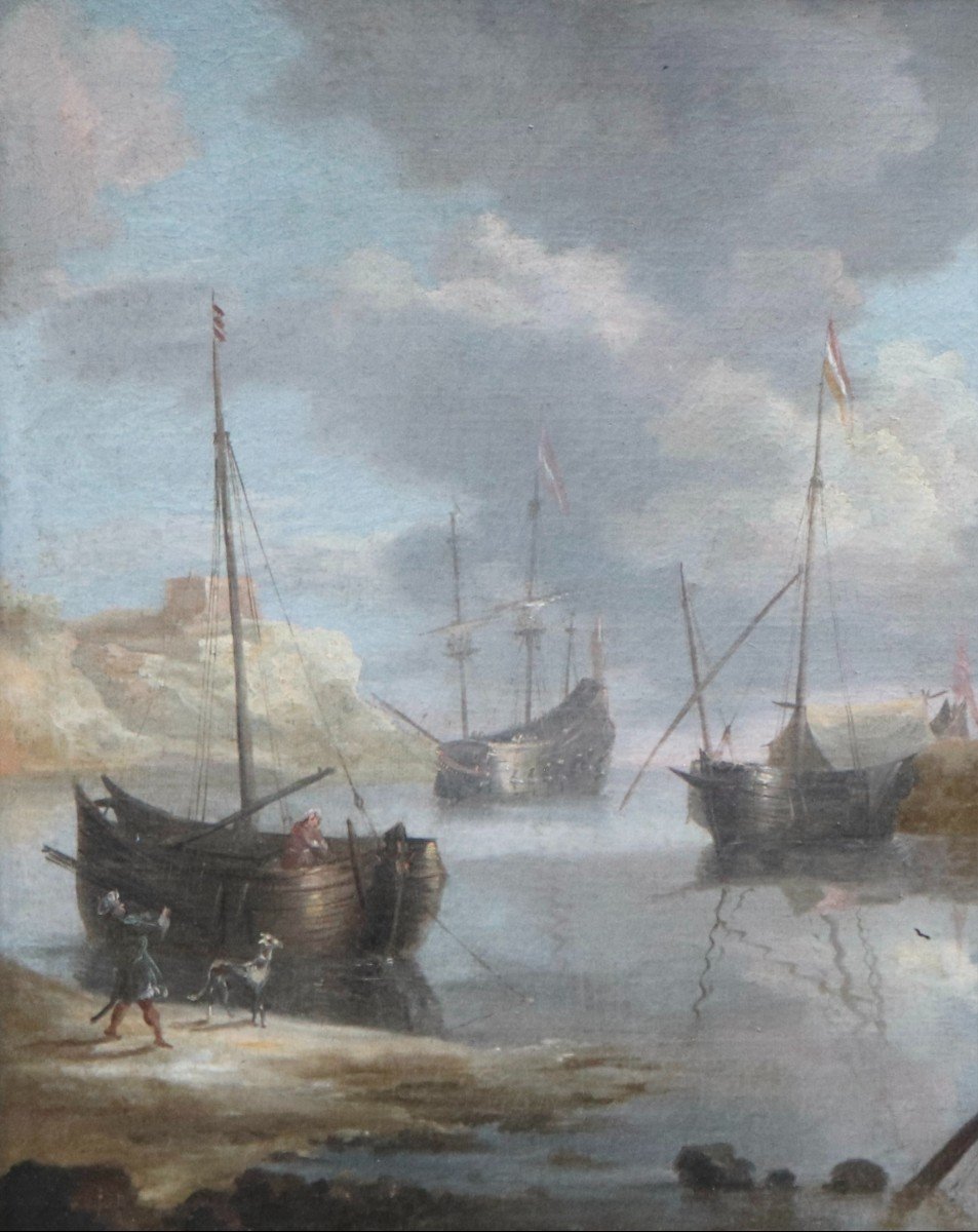 Attribué à Jan Peeters I (1624 - 1677/1680), Navires dans un baie turque (Bodrum)-photo-2