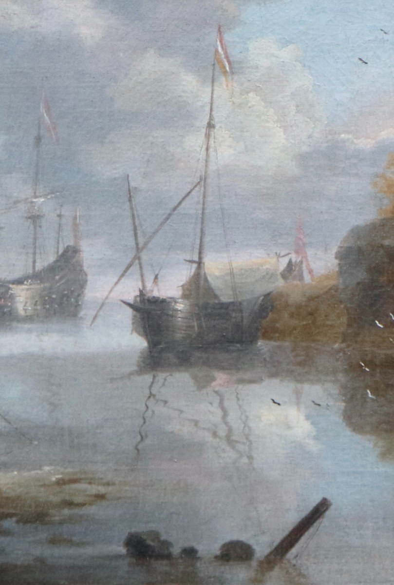 Attribué à Jan Peeters I (1624 - 1677/1680), Navires dans un baie turque (Bodrum)-photo-6
