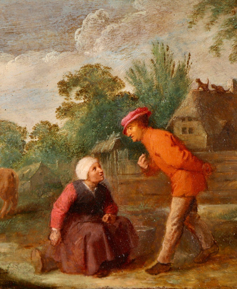 Attribué à Hendrick Martensz. Sorgh (vers 1610 - 1670),  Une romance paysanne-photo-3