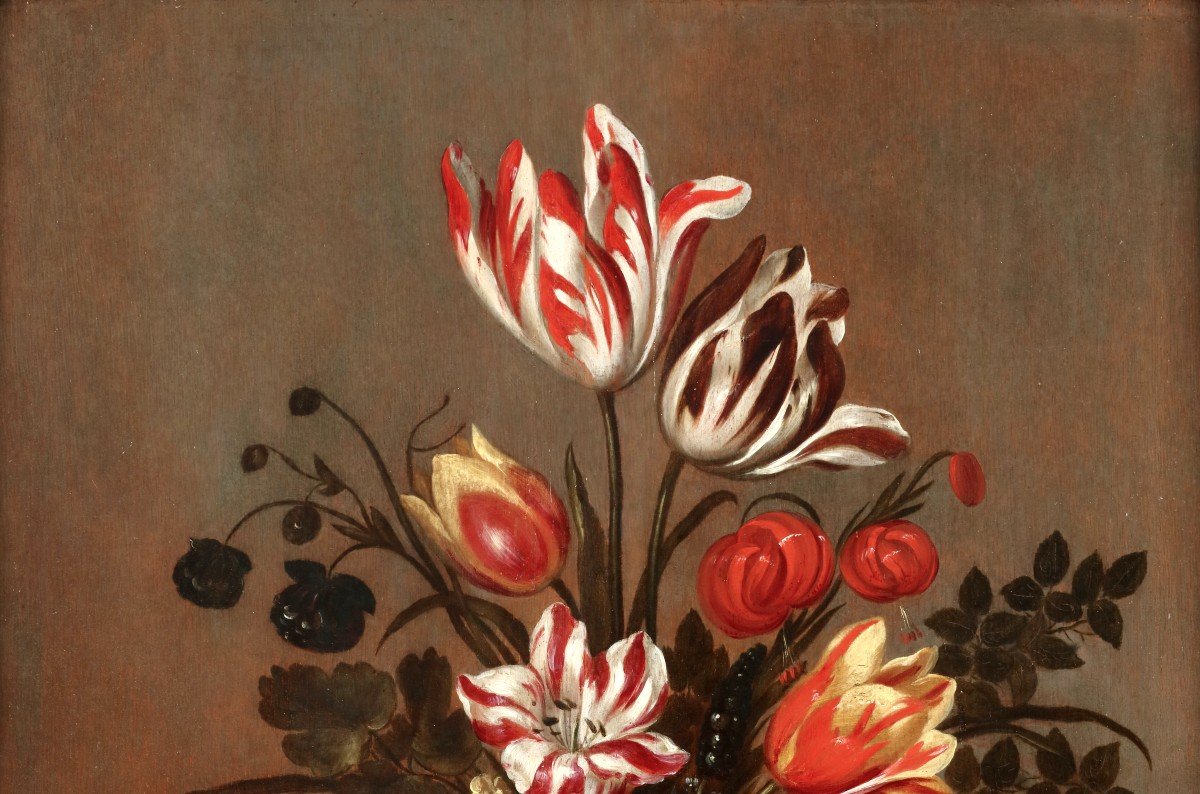 Attribué à Johannes Flups (actif 1625 - 1660), Nature-morte de fleurs dans un vase-photo-2