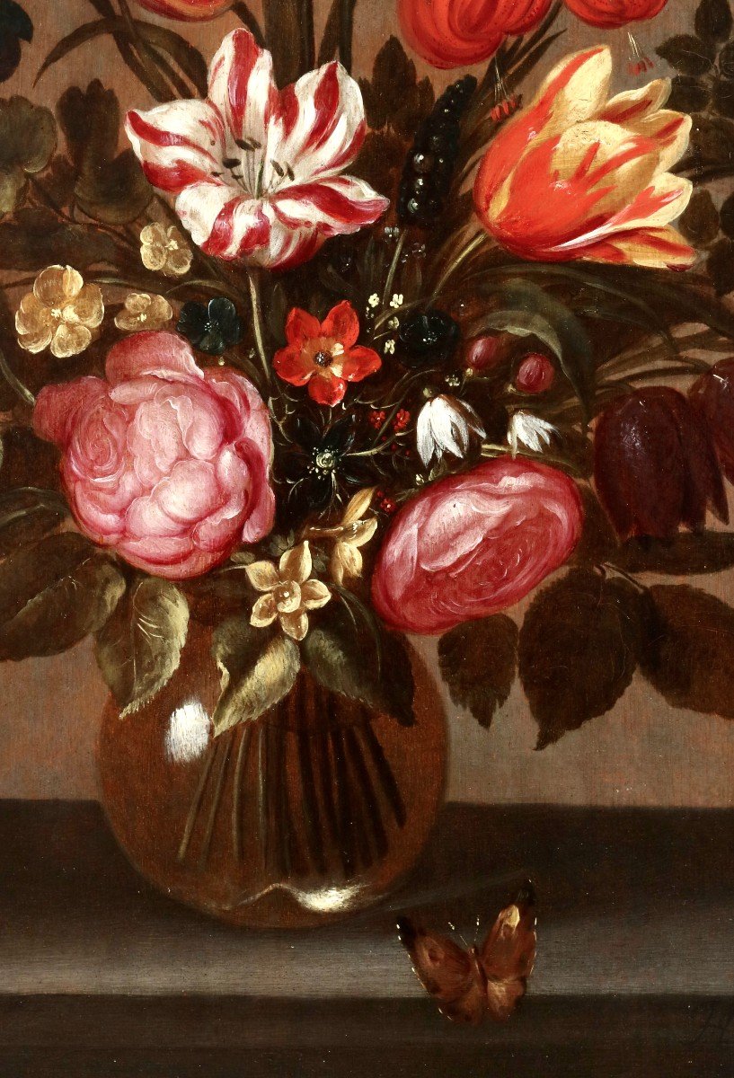 Attribué à Johannes Flups (actif 1625 - 1660), Nature-morte de fleurs dans un vase-photo-6