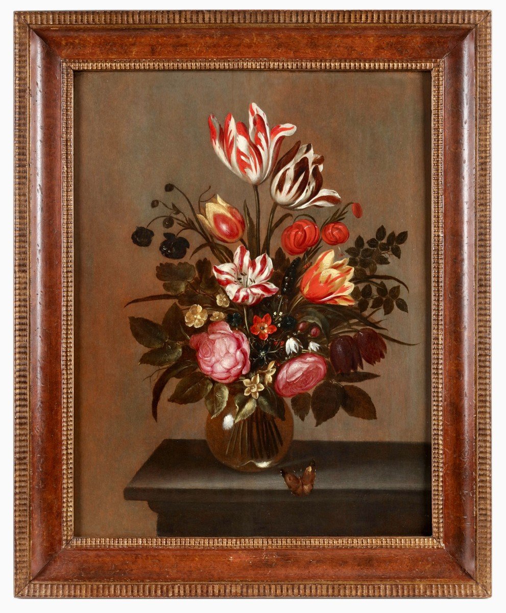 Attribué à Johannes Flups (actif 1625 - 1660), Nature-morte de fleurs dans un vase