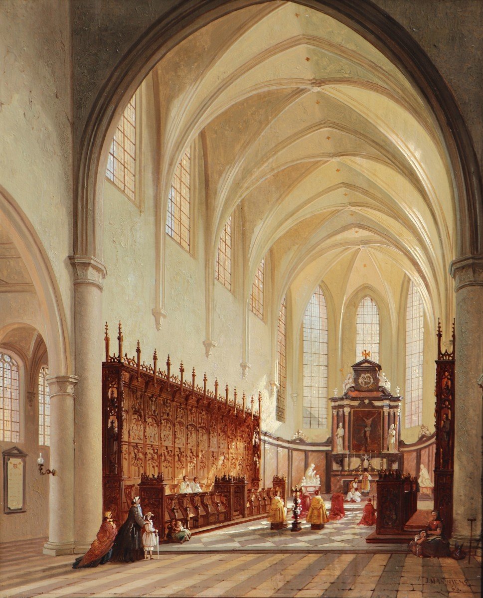 Joseph Maswiens (1828 - 1880), Les stalles de l'église de Sainte Gertrude à Louvain, 1866-photo-1