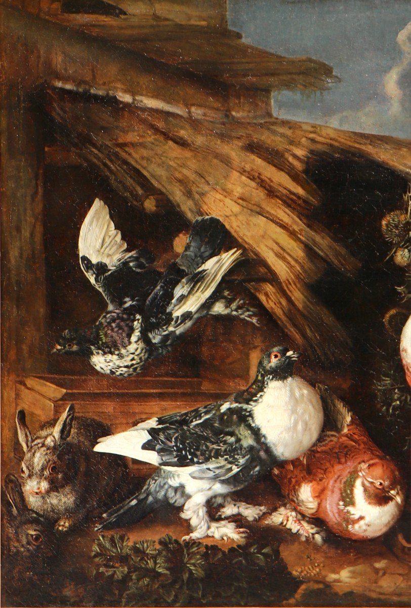 Carstiaen Luyckx (1623 - 1670), Pigeons And Rabbits In An Italianate Landscape-photo-2