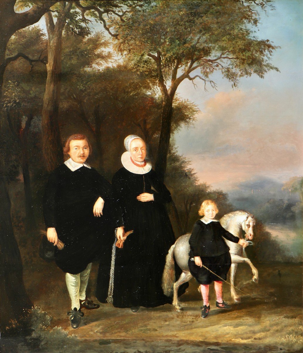 Attributed To Herman Doncker (1595 – Circa 1650/51), Family Portrait With A Small Pony-photo-1