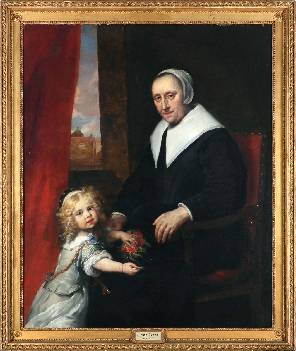 Jürgen Ovens (1623 - 1678), Portrait d'une dame et de sa petite-fille