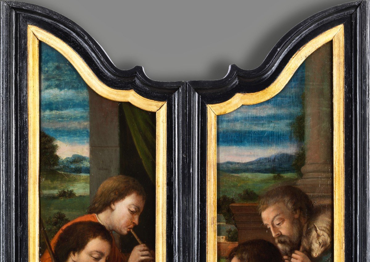 Anonymous Flemish Painter, 2nd Half Of The 16th Century, Pair Of Triptych Wings-photo-1