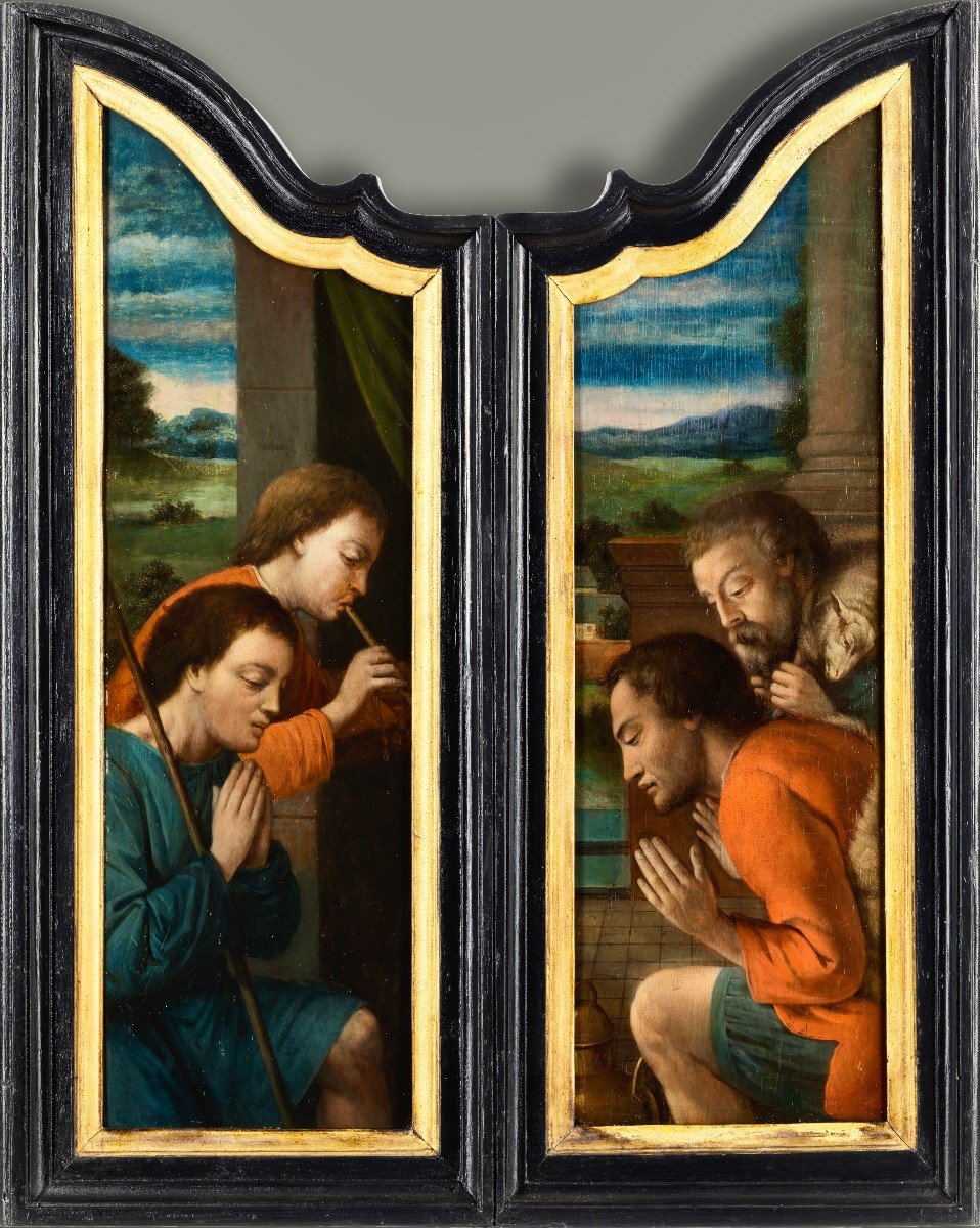 Anonymous Flemish Painter, 2nd Half Of The 16th Century, Pair Of Triptych Wings