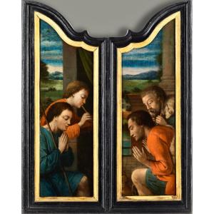 Anonymous Flemish Painter, 2nd Half Of The 16th Century, Pair Of Triptych Wings