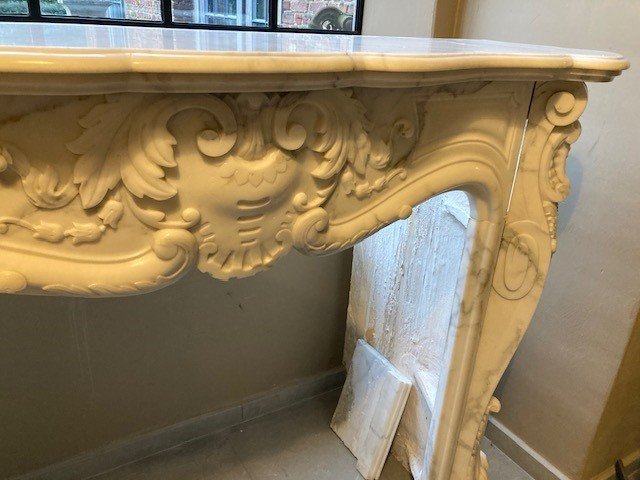 White Marble Fireplace, 19th Century-photo-5