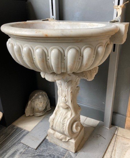 White Marble Sink On Pedestal