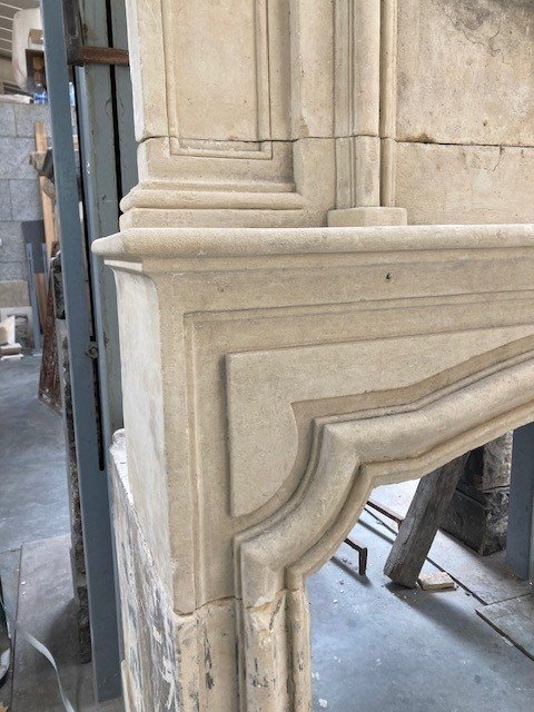 Limestone Trumeau Fireplace, 18th Century Style-photo-3