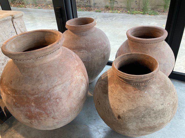 Old Red Terracotta Jars Of Spanish Origin