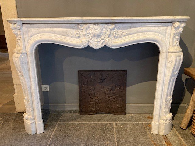 Carrara Marble Fireplace Mantel, 19th Century-photo-2