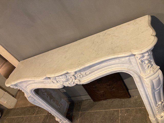 Carrara Marble Fireplace Mantel, 19th Century-photo-4