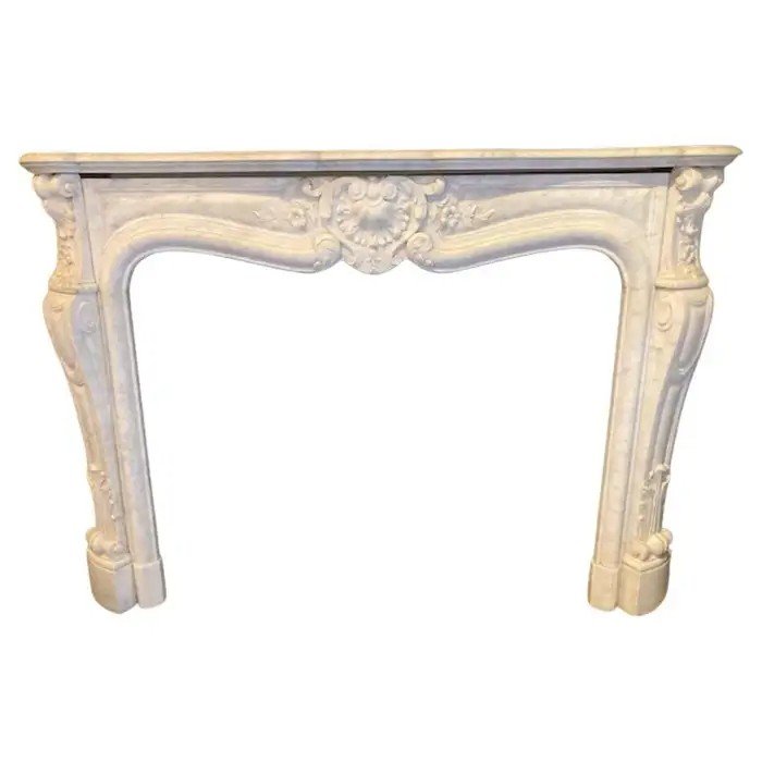 Carrara Marble Fireplace Mantel, 19th Century