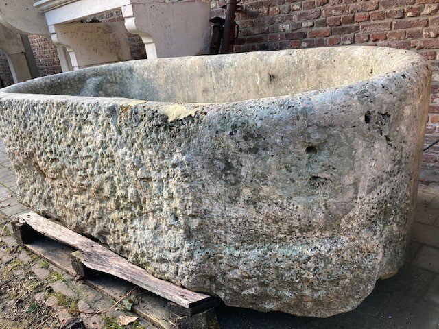 Stone Bathtub, With 2 Carved Head Rests-photo-1