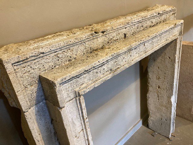 19th Century Italian Travertine Fireplace-photo-2