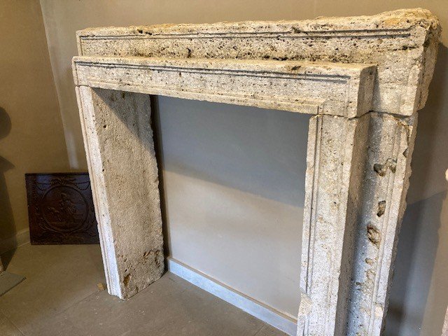 19th Century Italian Travertine Fireplace-photo-3