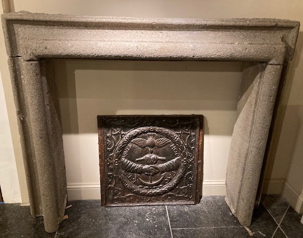 Italian Frame Fireplace In Volcanic Stone, 18th Century