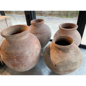 Old Red Terracotta Jars Of Spanish Origin