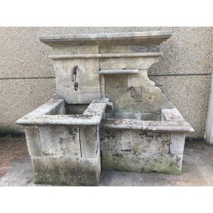 Double Limestone Wall Fountain