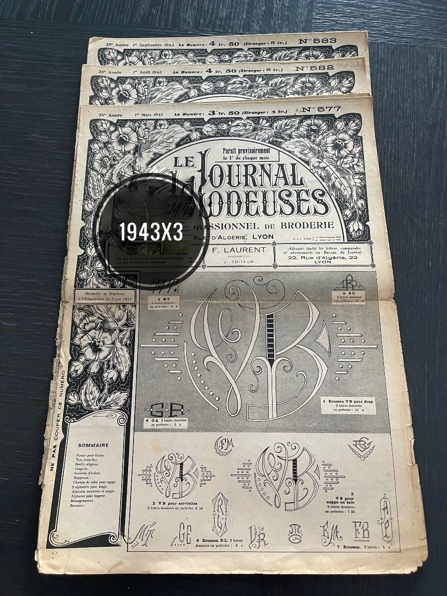 Lot 223 Embroidery Magazines La Broderie Lyonnaise, Years 1935 To 1971, Monograms Old Books-photo-8