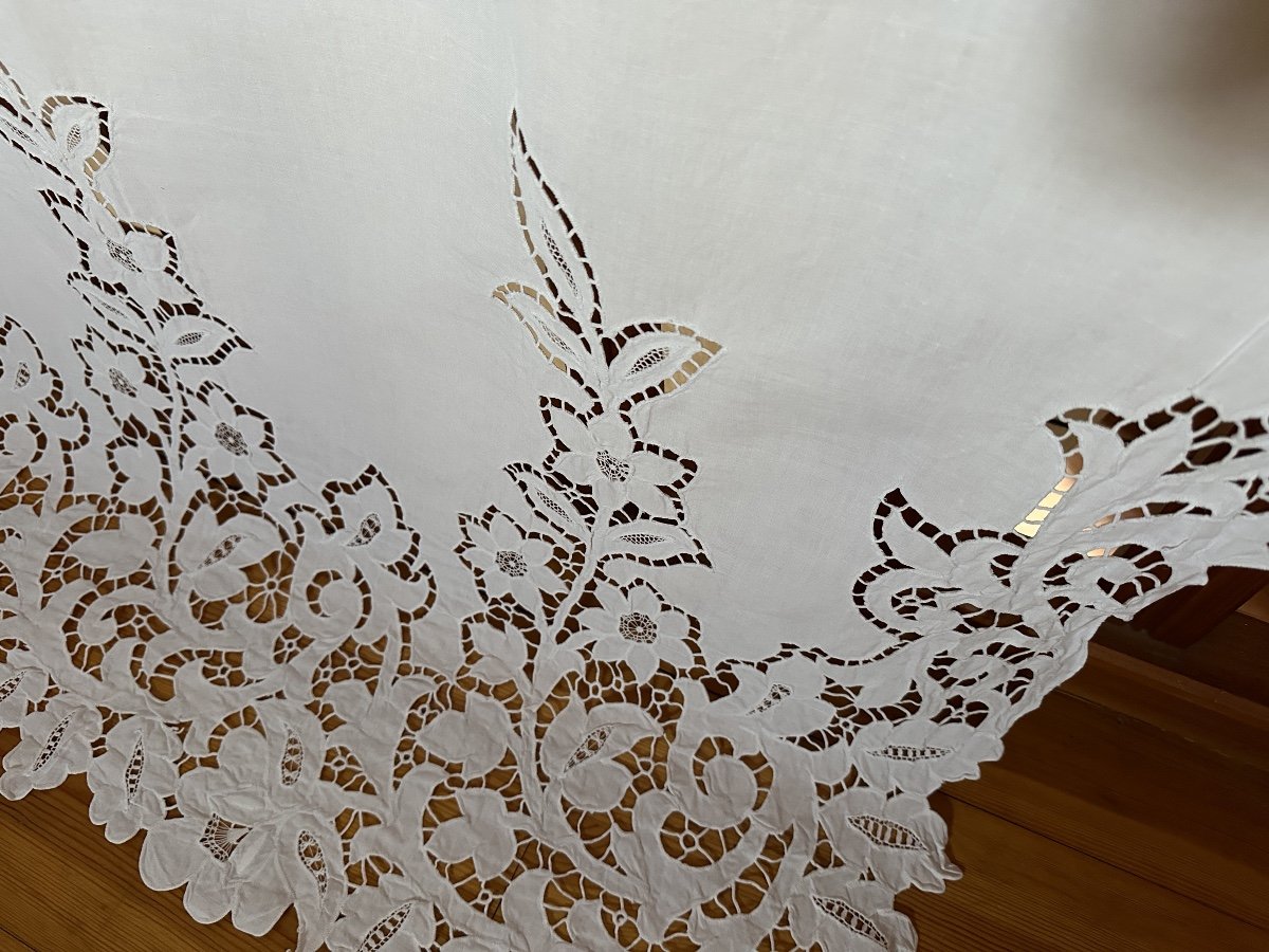 Superbe Drap Trousseau, Ancien, XIXe Siècle, Richelieu,  230 Cm , Broderie monogramme offerte -photo-3