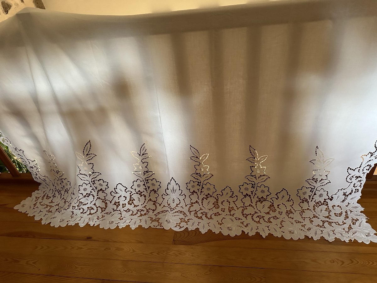 Superbe Drap Trousseau, Ancien, XIXe Siècle, Richelieu,  230 Cm , Broderie monogramme offerte -photo-1