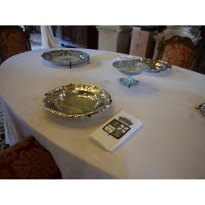 Tablecloth Reception Fabric Old Linen And Cotton 6m50x2m20, Embroidery Coats Of Arms Crowns Monograms