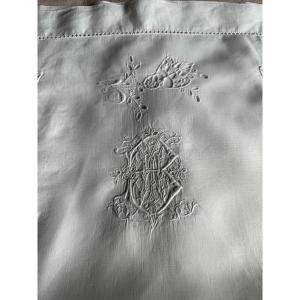 Parure de taie d’oreiller ancienne – Fin XIXe siècle – Linge de trousseau  Monogramme MB