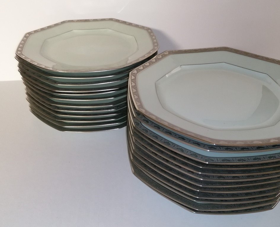 Porcelaine De Limoges - Raynaud – 54 Pieces – Pate Céladon - Patine A l'Agathe – 1970 - 1975-photo-7