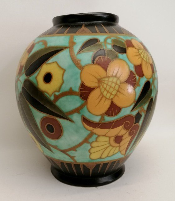 Vase Keramis - " Les Marronniers " - Art Déco – 1934 – Catteau – Boch Frères – Modèle D.1847 -photo-2