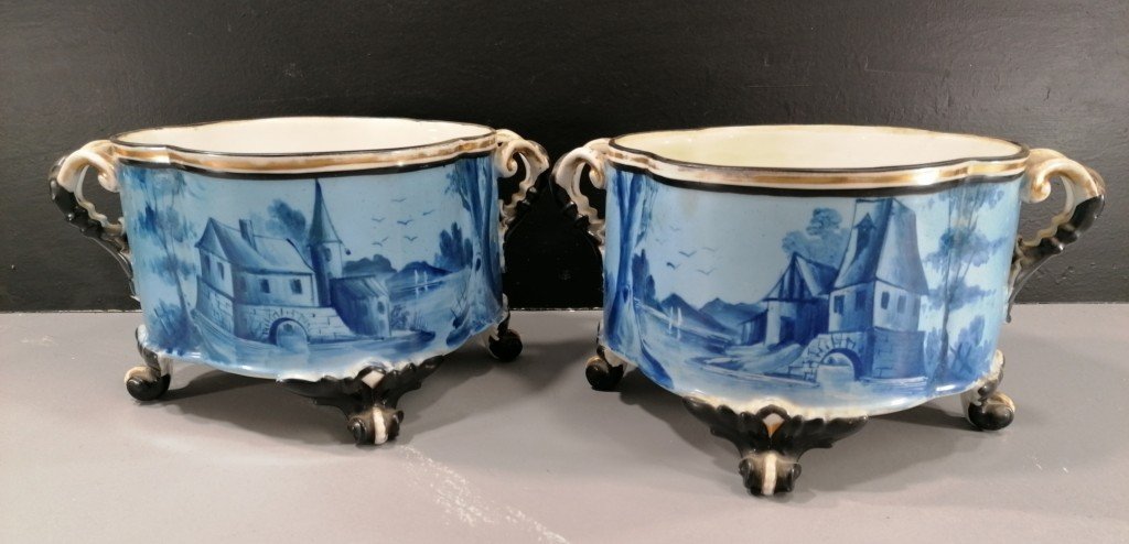 Pair Of Jardiniere – Porcelain – 19th Century – Old Paris