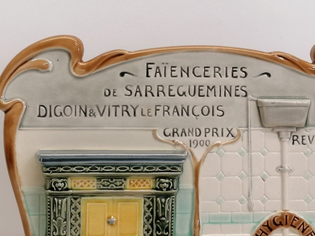 Rare Barbotine Advertising Letter Holder From The Sarreguemines Earthenware Factory – 1900 Art Nouveau-photo-3