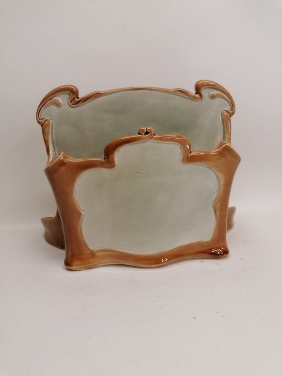 Rare Barbotine Advertising Letter Holder From The Sarreguemines Earthenware Factory – 1900 Art Nouveau-photo-7