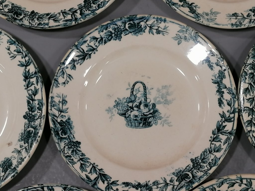 20 Assiettes Plate - Choisy-le-roi - XIX ème - En Faïence Bleu Roy-photo-2