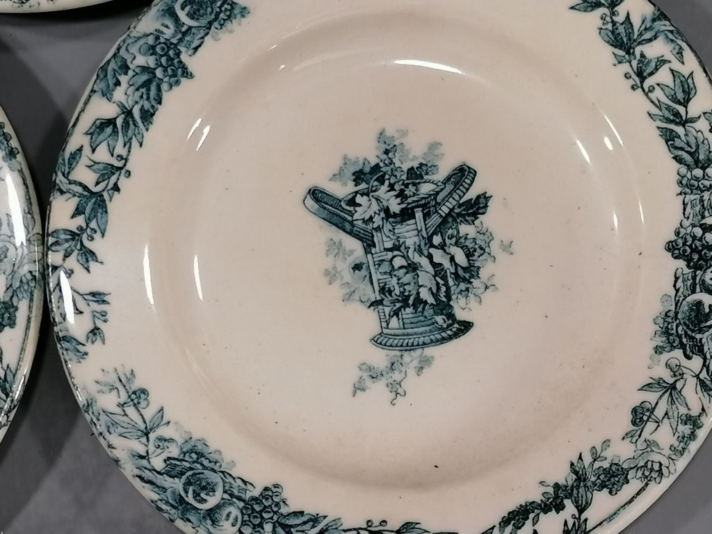 20 Assiettes Plate - Choisy-le-roi - XIX ème - En Faïence Bleu Roy-photo-4