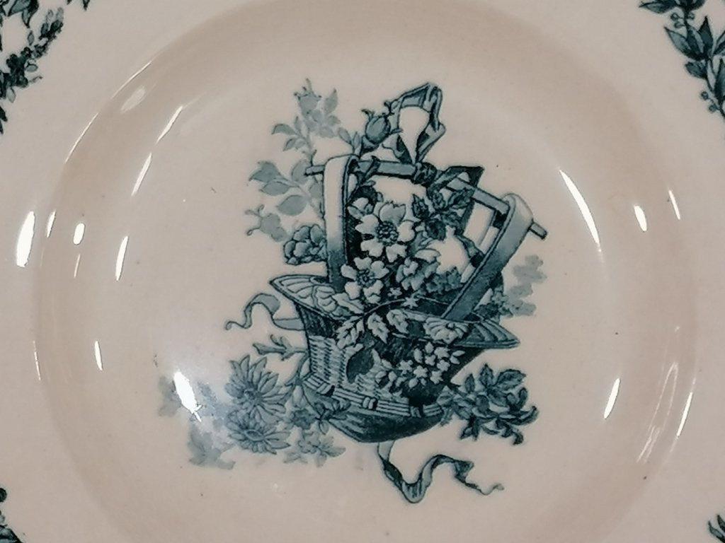 20 Assiettes Plate - Choisy-le-roi - XIX ème - En Faïence Bleu Roy-photo-5