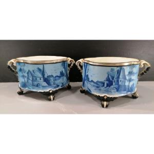 Pair Of Jardiniere – Porcelain – 19th Century – Old Paris