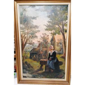 The Farmer - Oil Painting By Mr. Le Baccon - 19th Century