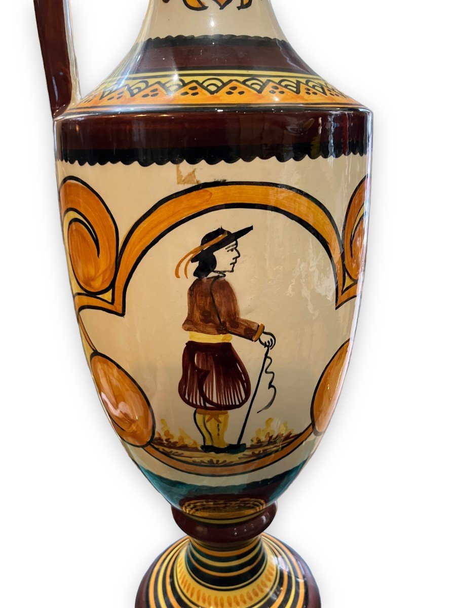 Large Amphora Vase In Quimper Earthenware-photo-2