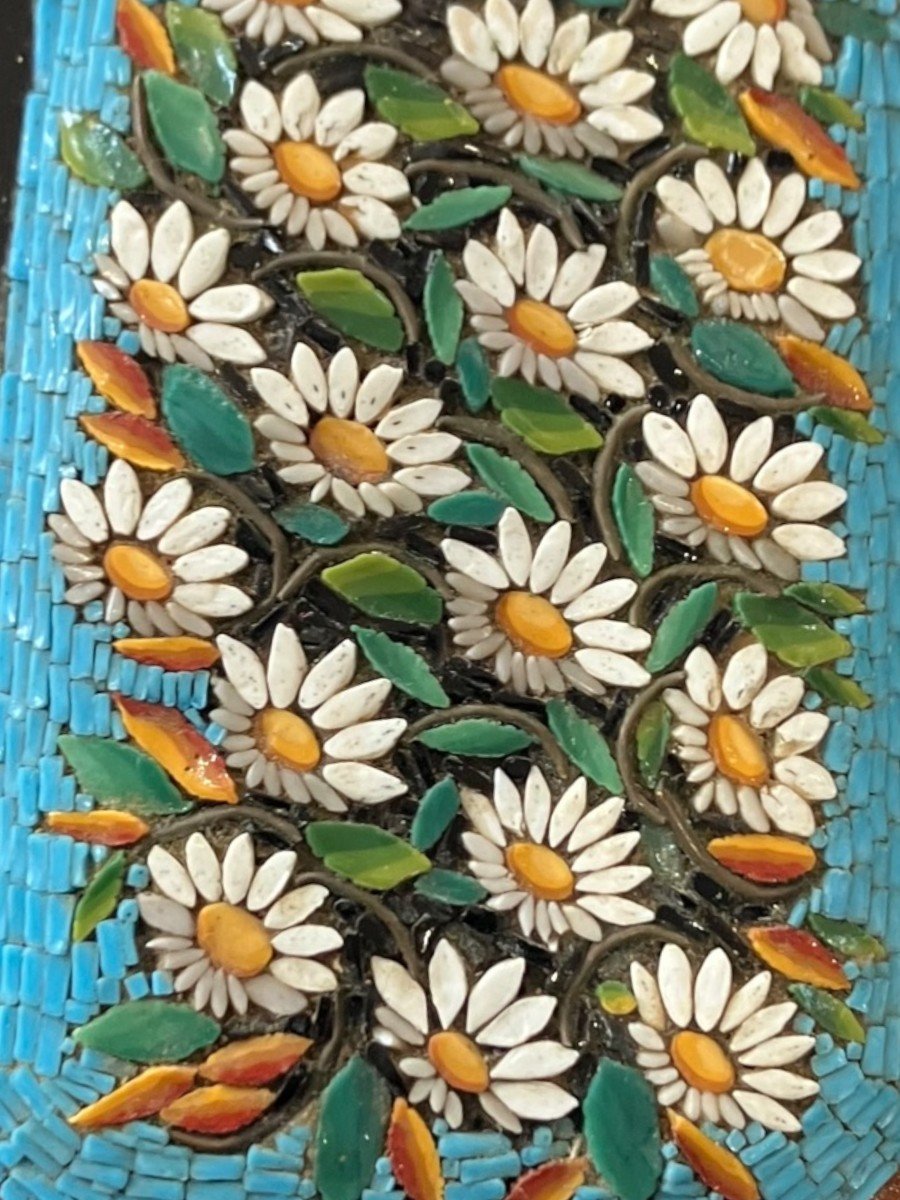 Paperweight In Micromosaic And Stone Marquetry Decorated With Flowers-photo-2