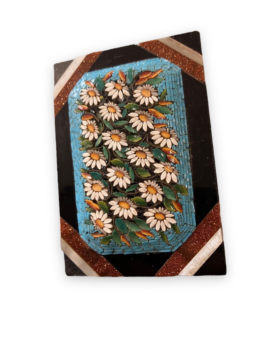 Paperweight In Micromosaic And Stone Marquetry Decorated With Flowers-photo-2