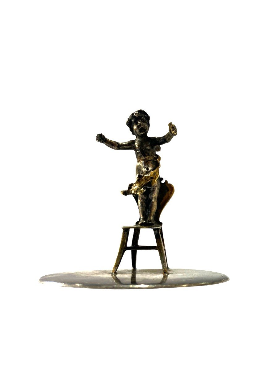 Angel Dancing On A Subject Chair In Sterling Silver XIXth-photo-3