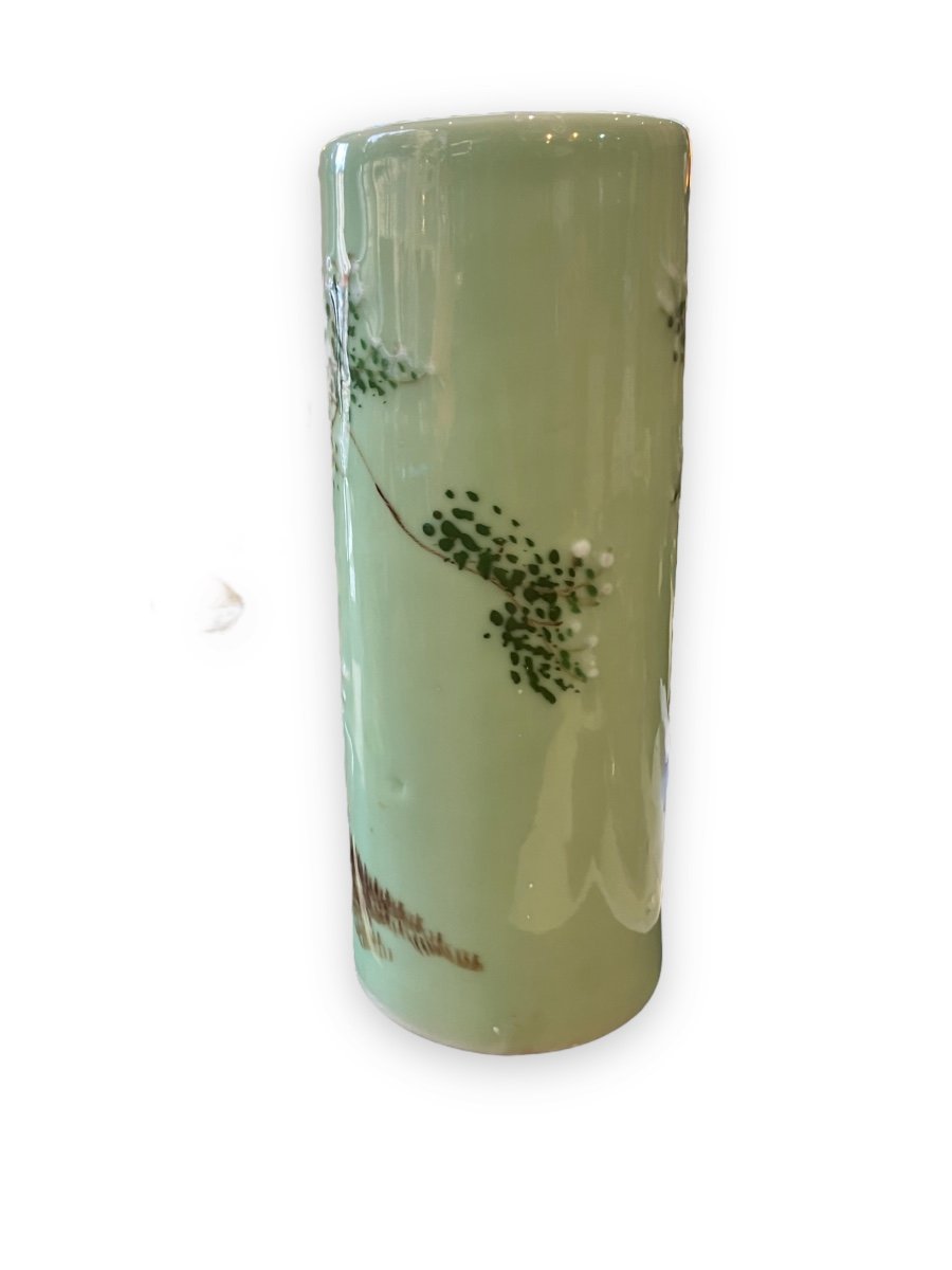 Asian Celadon Porcelain Roller Vase Circa 192 0-photo-2