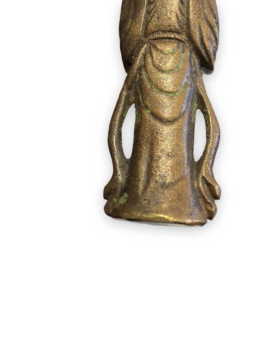 Chinese Divinity In Prayer Bronze Statuette-photo-8